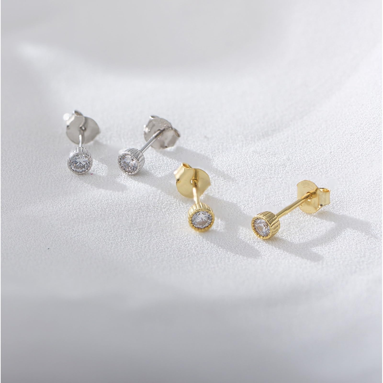 Kolczyki na sztyfcie, białe złoto, białe złoto, 750 585 375, damskie, eleganckie, proste, małe, okrągłe, Moissanite, prawdziwa biżuteria ślubna, białe złoto