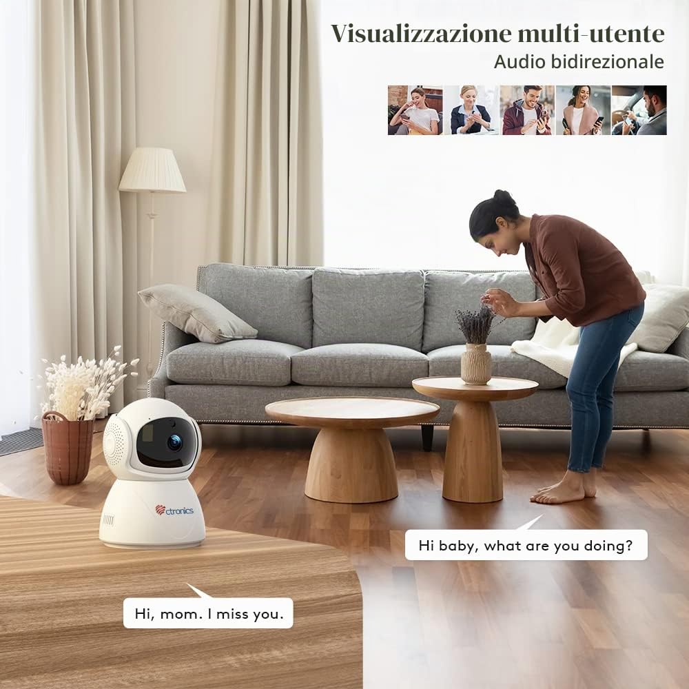 Ctronics Telecamera WiFi Interno 5MP