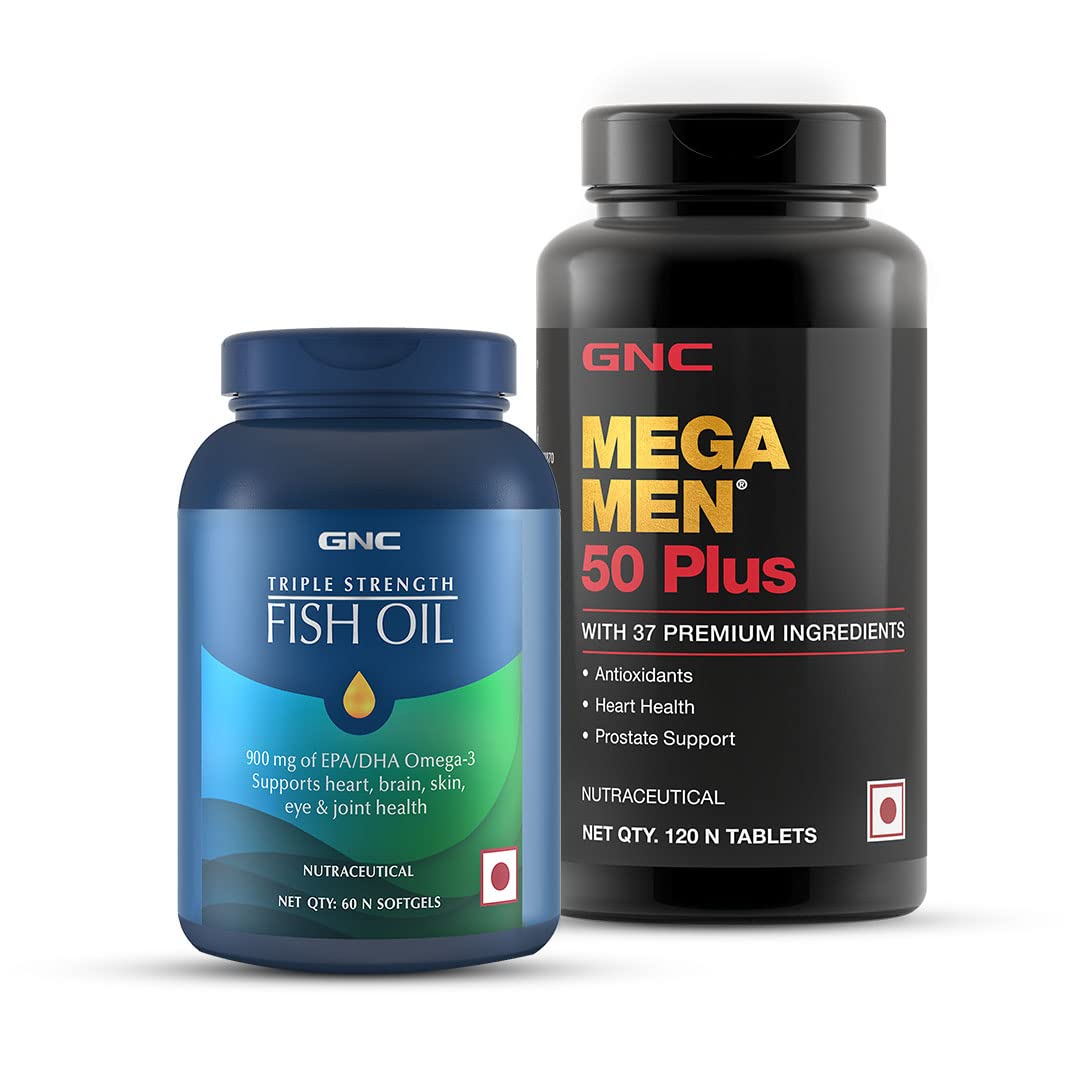 GNC Triple Strength Fish Oil (60 Softgels) & GNC Mega Men Multivitamin for Men 50+ (120 Tablets) Combo (B09XB6NCSR) Amazon Price History, Amazon Price Tracker