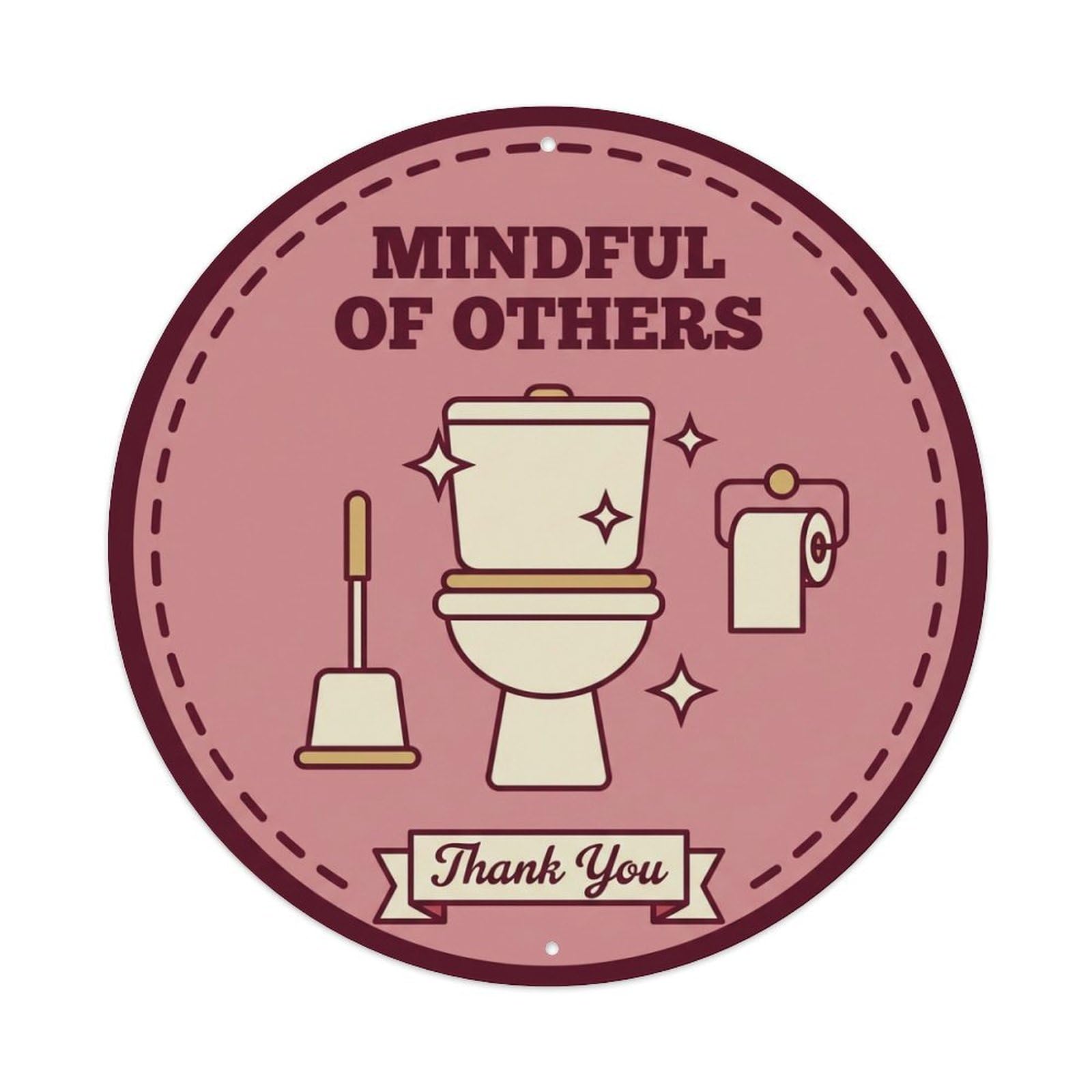 Olhnbad Style Mindful Of Others Toilet Quote Cartoon Bowl Metal Tin Sign