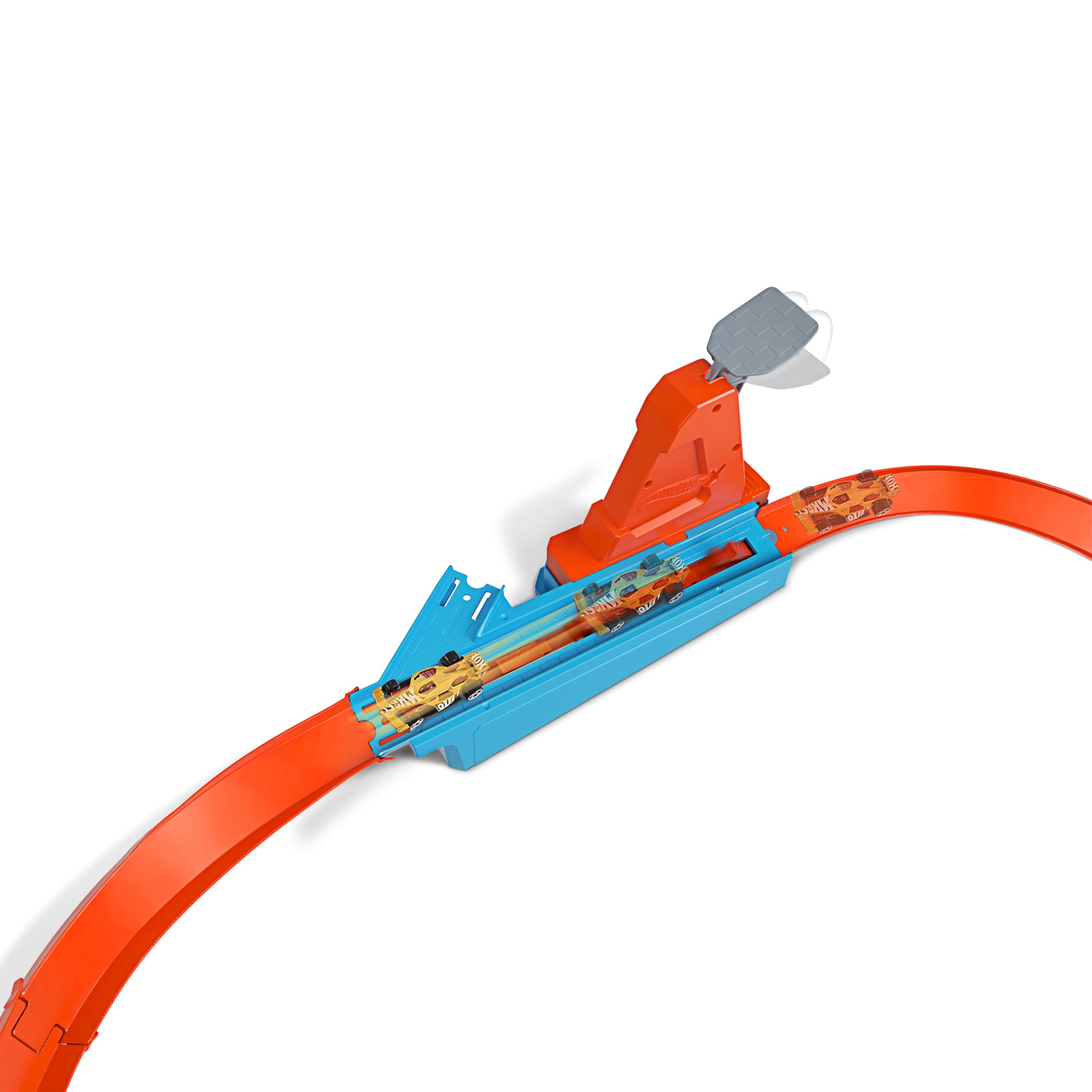 Hot Wheels Action Coffret La Piste des Champions, Piste Ovale avec propulseur, Une Petite Voiture de Course Incluse, Jouet pour Enfant, GJM75