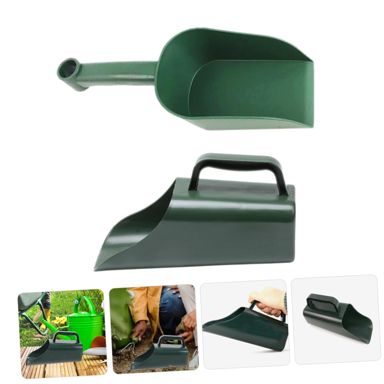 HOMSFOU 2 Stück Gartenschaufel Kunststoff Bpa Frei Gartenspaten Pflanzenerdeschaufel Bonsai Handschaufel Grün Multifunktional für Gartenarbeiten Pflanzenpflege