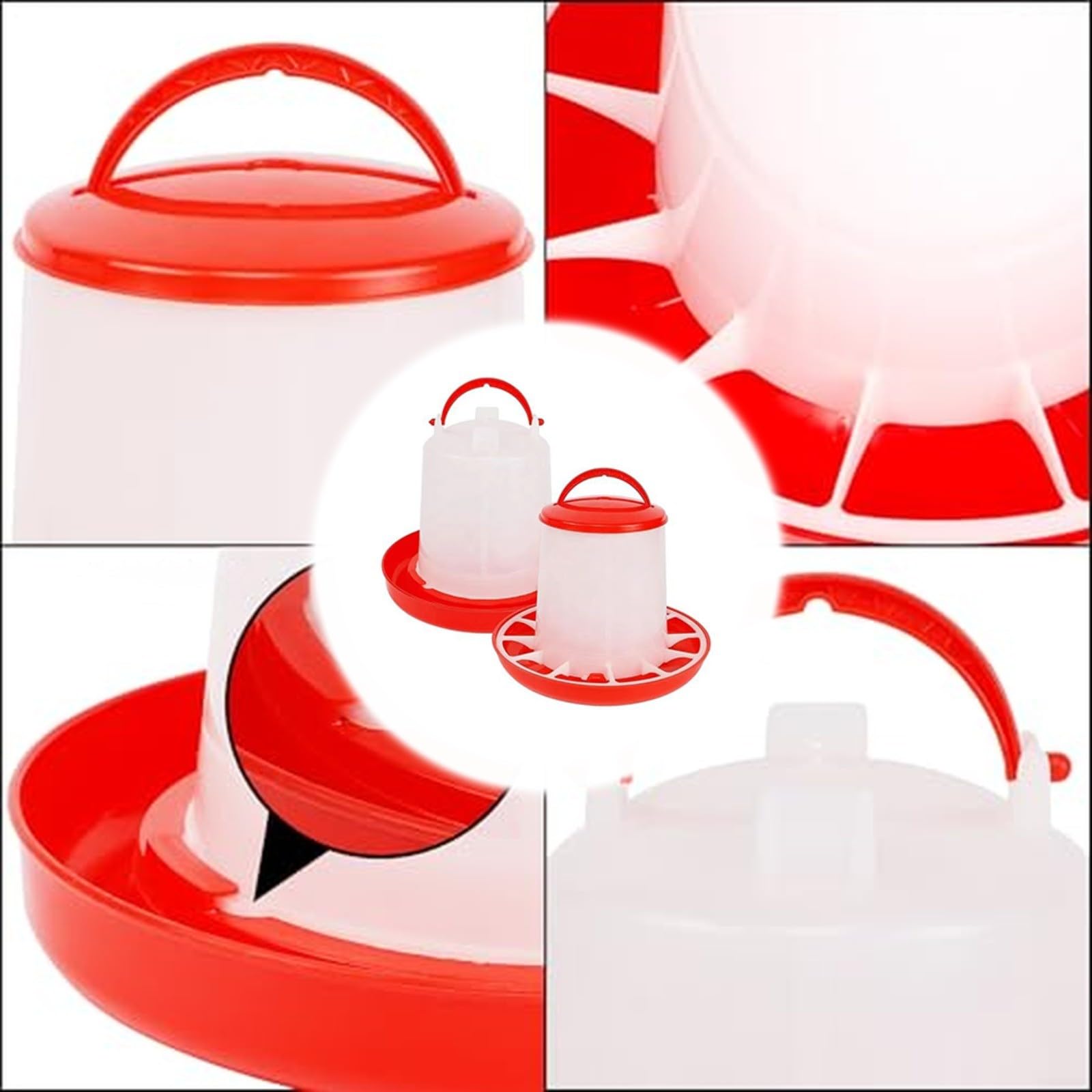 Abbeveratoio automatico per pollame e mangiatoia in plastica, per polli, anatre, oche, facile ricarica, colore bianco, 2 pezzi (1 L)