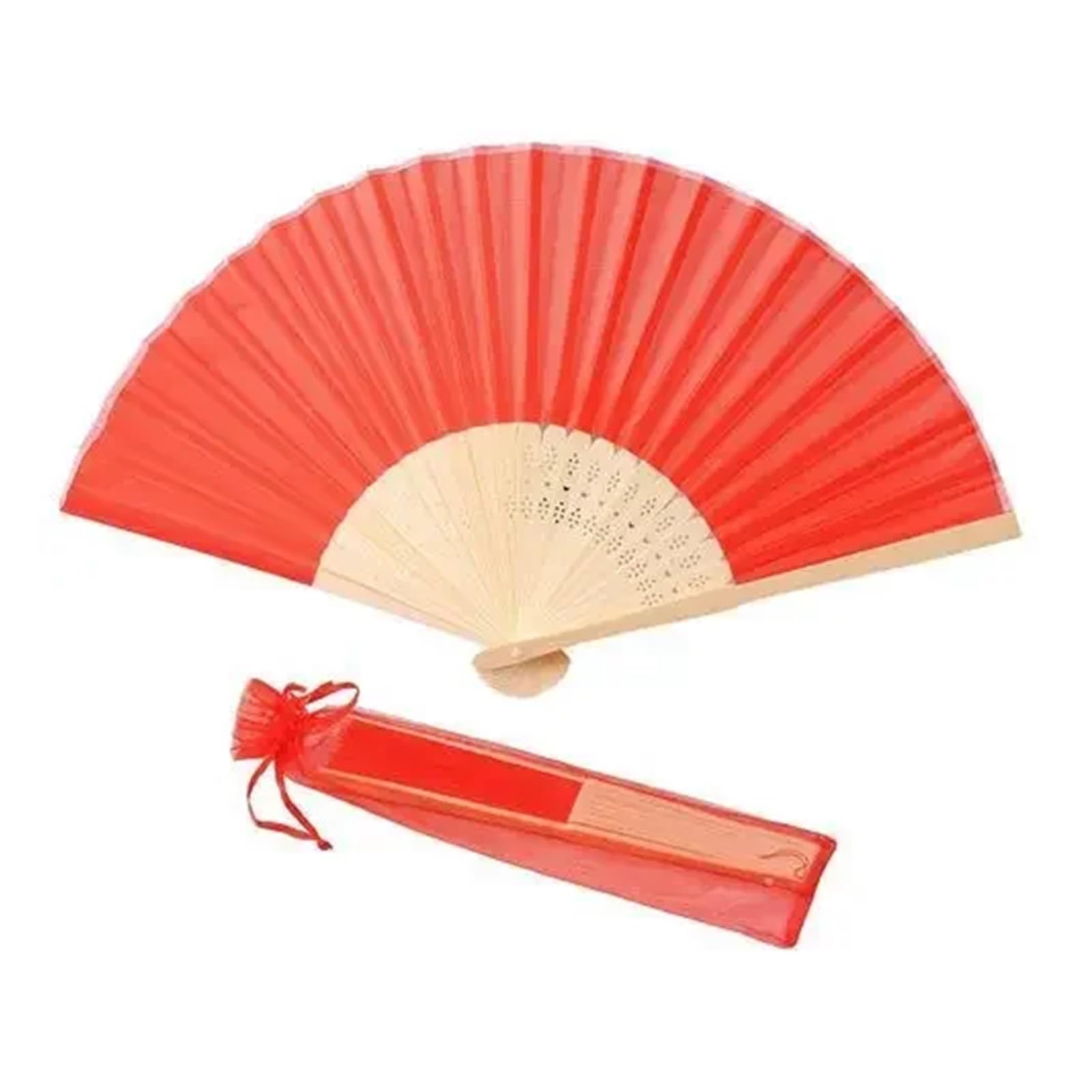 Akdjgfp Red Paper Folding Fans 20Pcs Engraved Silk Hand Fan Wedding Fold Fan Vintage Fans Wedding Favor(Red)