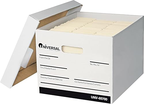 Miniatura 2 de Universal 85700 Caja de almacenamiento extra fuerte con tapa, cartalegal, 12 x 15 x 10, blanco, 12cartón