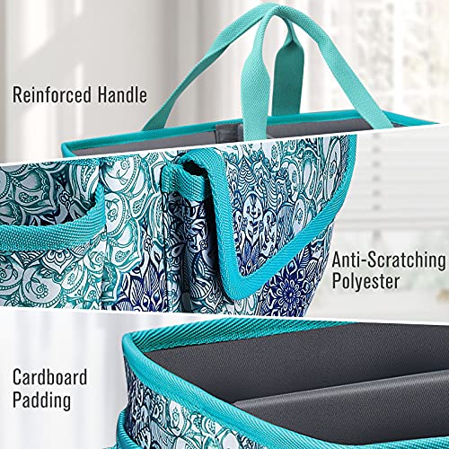 FINPAC-Large-Craft-Storage-Tote-Bag-with-Multiple-Pockets-Scrapbooking-Carrying-Case-Storage-Caddy-with-Handle-for-Sewing-Art-Desktop-Baby-Care-Supplies-Emerald-Illusions FINPAC-Large-Craft-Storage-Tote-Bag-with-Multiple-Pockets-Scrapbooking-Carrying-Case-Storage-Caddy-with-Handle-for-Sewing-Art-Desktop-Baby-Care-Supplies-Emerald-Illusions