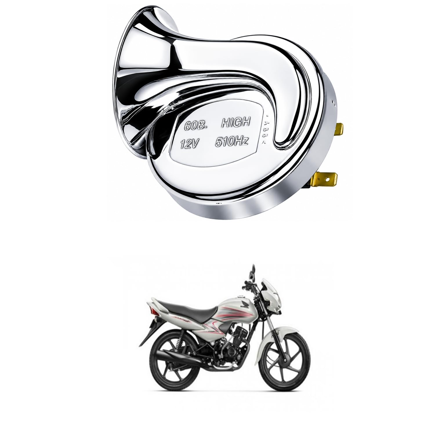 Universal 12V Automotive Vehicle Horn, High Tone 510Hz Chrome Snail Electric Horn, Loud 110dB Waterproof Replacement Horn for Car, Bike, Motorcycle, Scooter Comfortable With Dre-am Ne-o-image-28