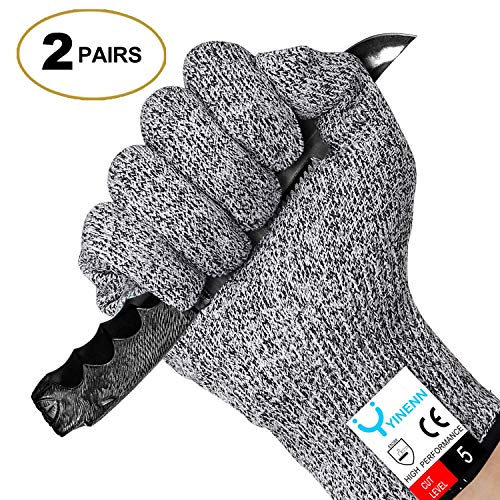 YINENN 2 Pairs (4 Gloves) Cut Resistant Gloves Food Grade Level 5 H