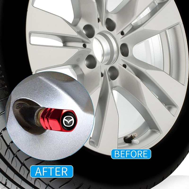 Miniatura 3 de Tapones de válvula de neumático de automóvil de metal compatibles con Mazda CX-5 CX-7 CX-8 M6 MX5 RX7 RX8 A8 CX9 MX6 R3 M2 M5 todos los modelos,
