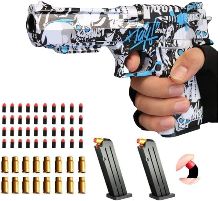 Toy gun with soft bullets,Foam Blasters,toy gun with ejectable magazine and bullets-1:1 size toy gun for safety training or play Outdoor Indoor Fun-unique gift