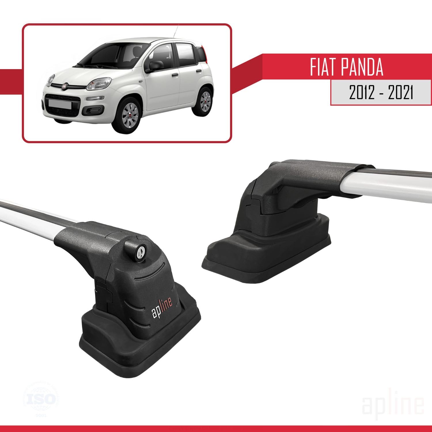 Compatibile con Fiat Panda (319) 2012-2026 Modello ACE-3 Barre Tetto Portapacchi Auto Barre Portatutto Grigio Alluminio 2 Barre