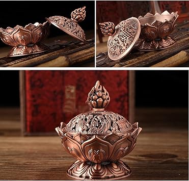 Alloy Buddha Incense Burner Lotus Flower Incense Holder Censer Buddhist Home Office Decoration Gift Burner Incense