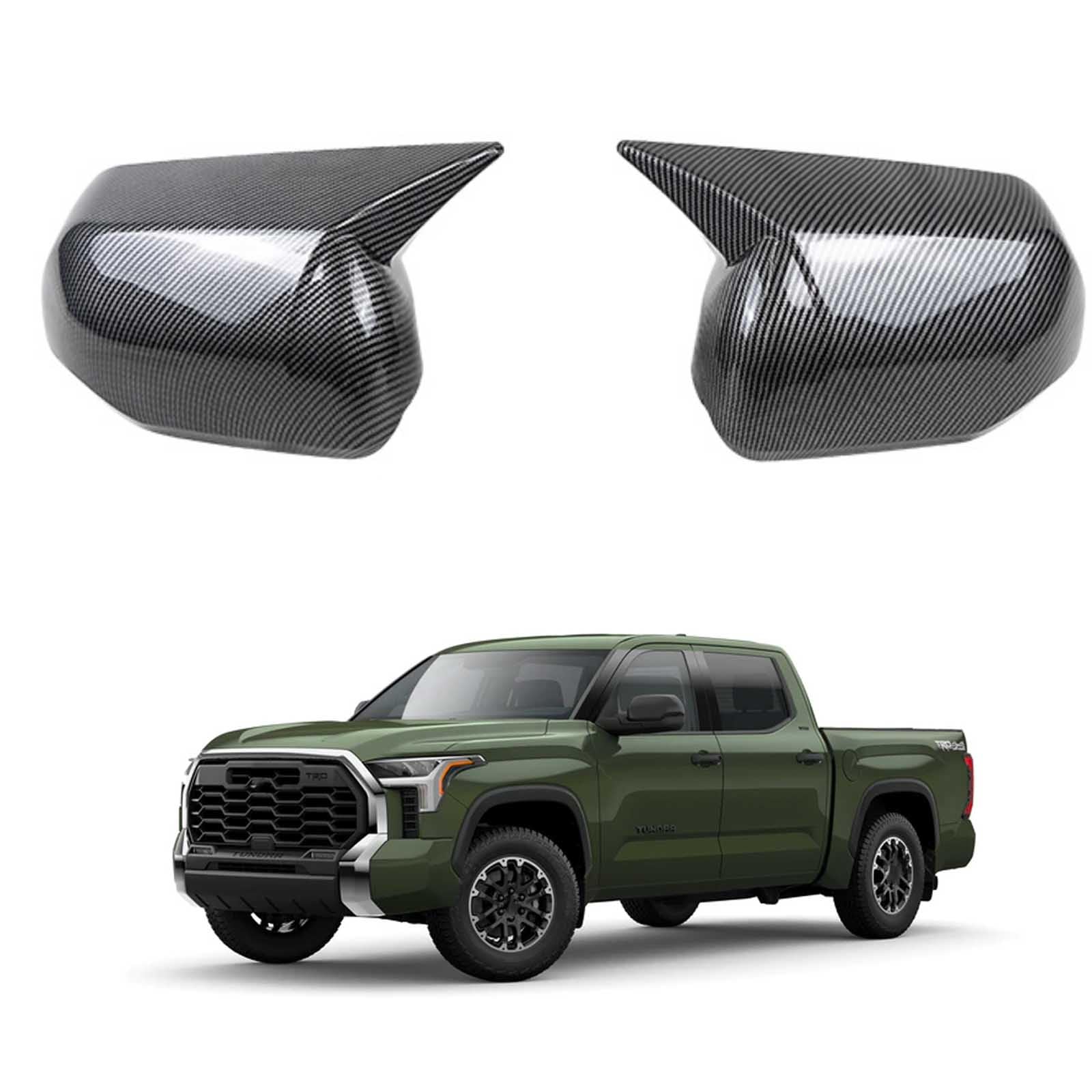 PAPEP Door Mirror Cover Caps for Toyota Tundra 2022, Left Right Side Wing Rearview Mirror Cover Lid 2 Pieces Exterior Styling Accessory,Carbon fiber texture