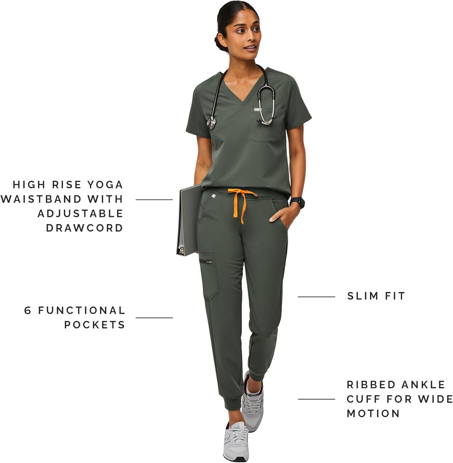 FIGS Zamora Jogger Scrub Pants for Women — Slim Fit, 6 Pockets, Yoga Waistband, Ribbed Ankle Cuffs, Anti-Wrinkle - Image 3