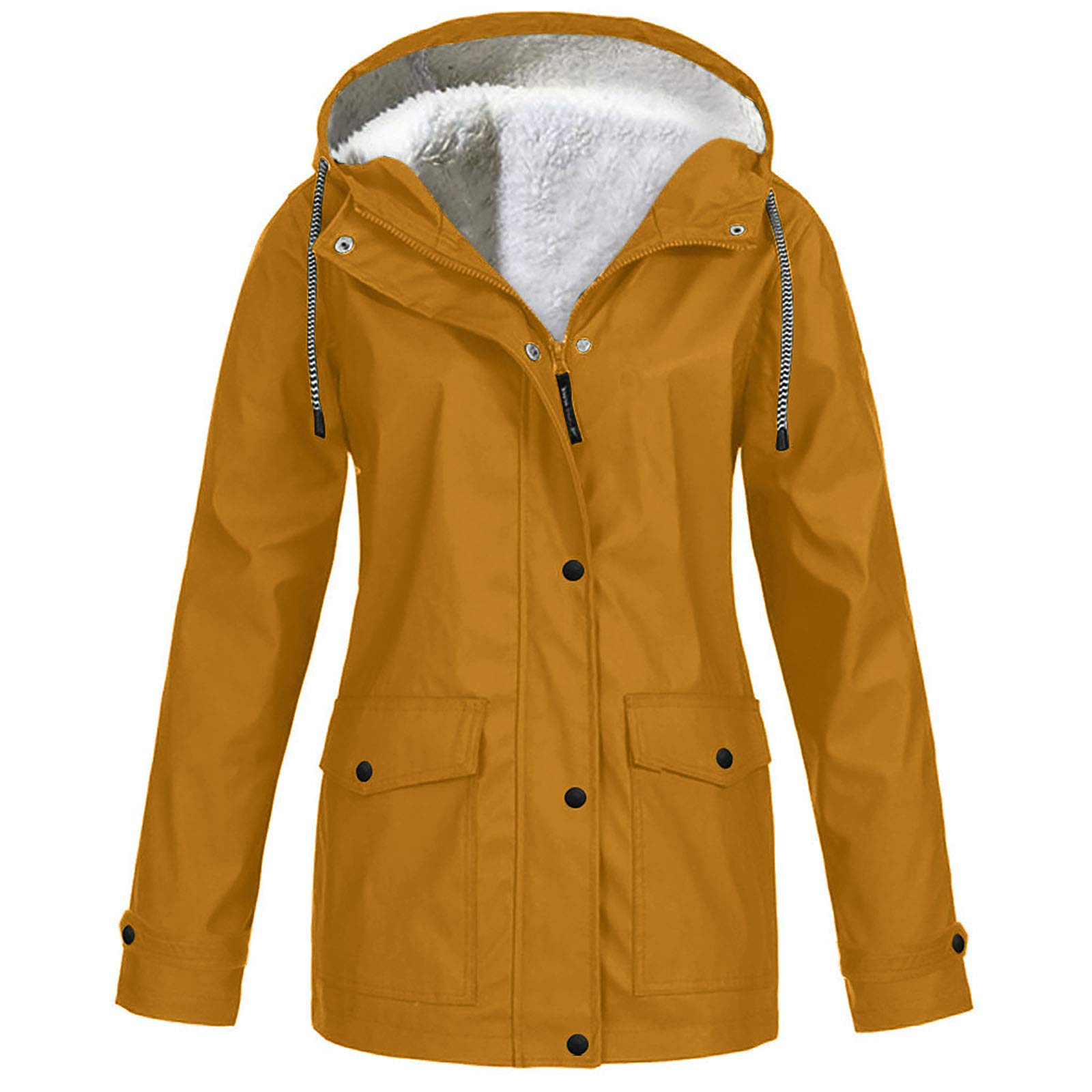 Chubasquero para mujer, impermeable, ligero, acolchado, chaqueta softshell para mujer, chaqueta larga, chaqueta de entretiempo forrada chaqueta deportiva de un solo color, chaqueta de senderismo