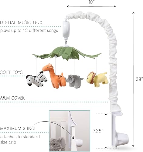 Miniatura 5 de The Peanutshell Juego de ropa de cama para cuna, decoración de guardería de safari, 8 piezas, elefante, jirafa, león, cebra, mono y animales de la