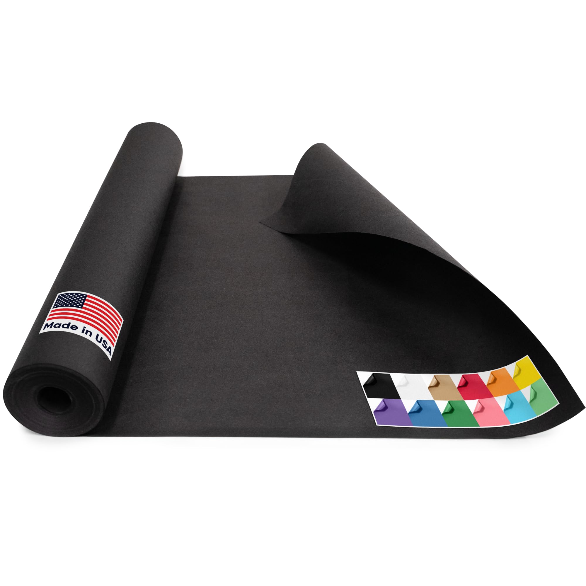 USA-Made 18" x 1200" (100 ft) Black Roll Paper, 45 lbs Thickness, Kraft Paper for School, Art Projects, Gift Wrapping, Bulletin Board