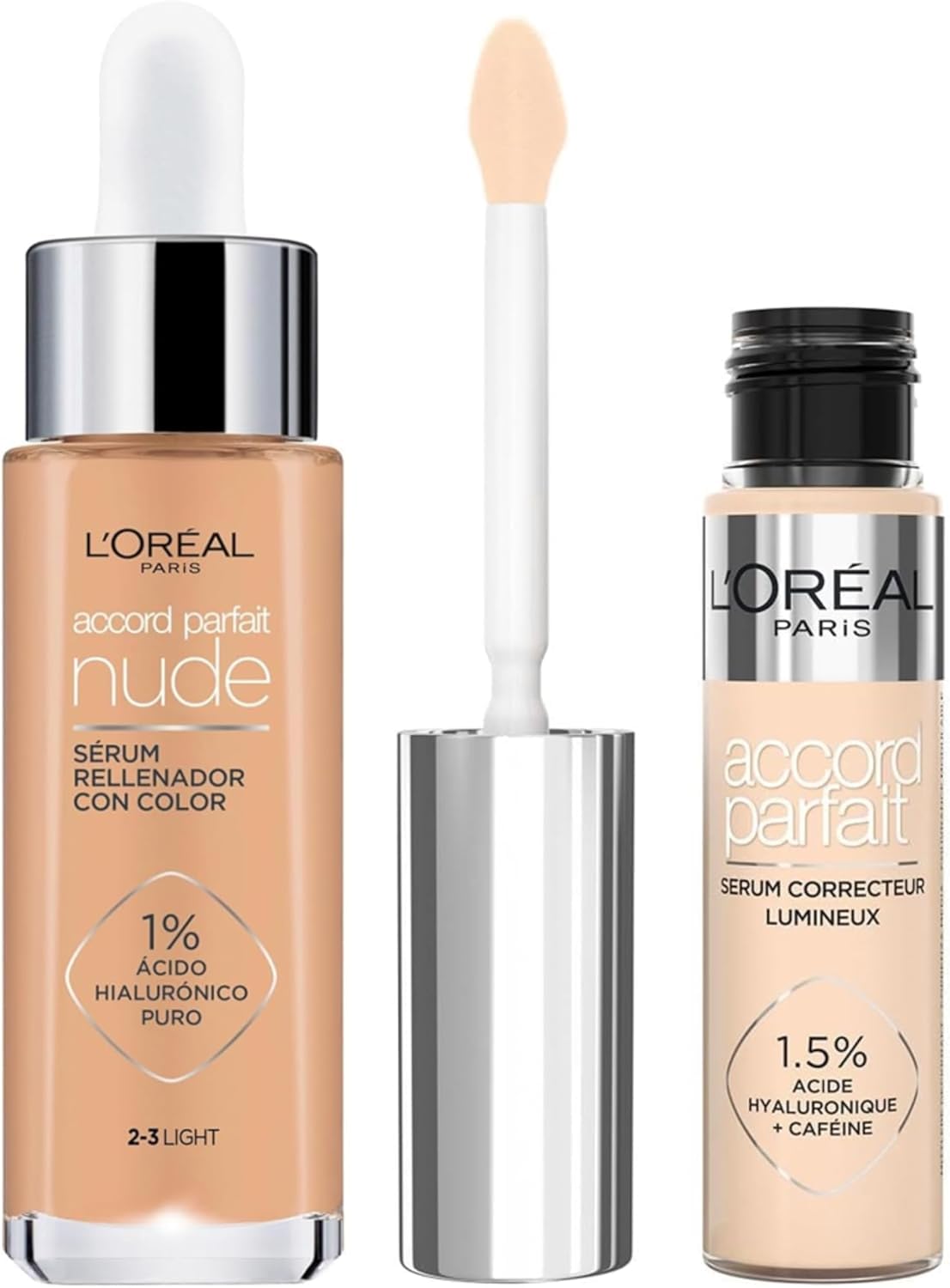 L'Oréal Paris Lote Accord Parfait Sérum con Color tono 2-3 Light + Accord Parfait Corrector Iluminador tono 2R