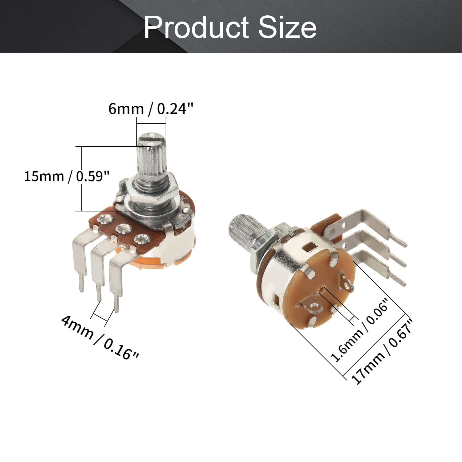 Fielect 10Pcs WTH148 Potentiometer with Switch B50K Ohm Single Rotary Variable Resistors Potentiometer 3 Pin with 15mm Handle Length