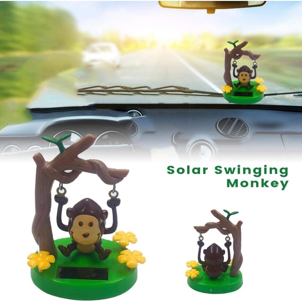 Scimmia danzante alimentata a energia solare, scimmia oscillante animata a energia solare, decorazione per cruscotto auto, scimmia in stile cartone animato, decorazione dinamica per auto e ufficio