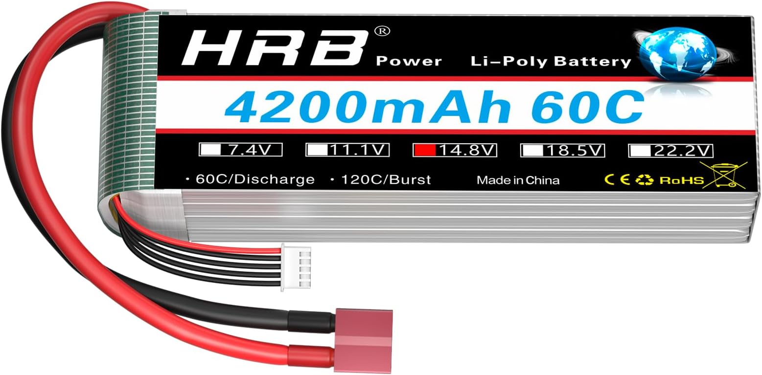 HRB 4S Lipo Battery 14.8V 4200mAh 60C Lipo Battery Compatible with RC Car RC Plane RC Truck RC Boat