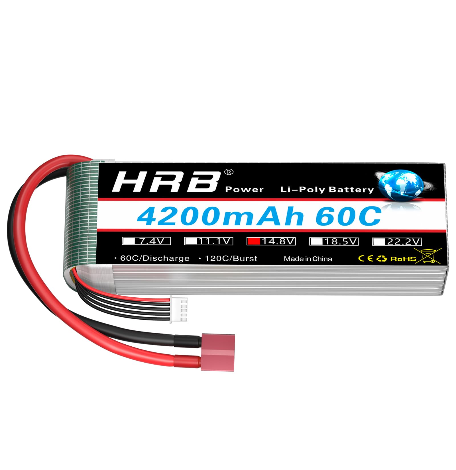 HRB 4S Lipo Battery 14.8V 4200mAh 60C Lipo Battery Compatible with RC Car RC Plane RC Truck RC Boat
