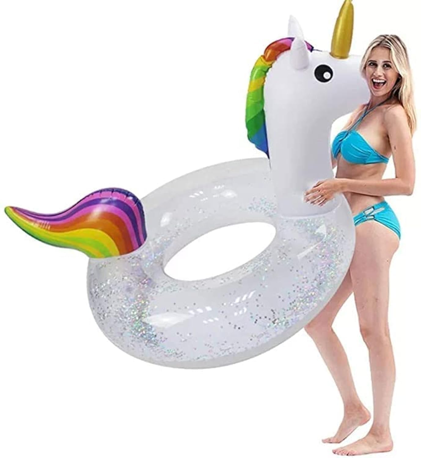 Inflatable Unicorn Swimming Ring, Swimming Ring, Pool Water Toy, Inflatable Swimming Ring, Transparent Swimming Ring, for Adults, Children, Girls
