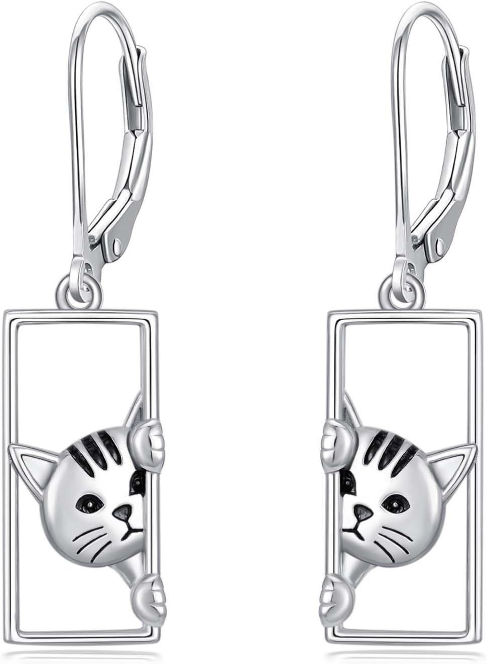 YFN Cat Earrings for Women Sterling Silver Shark Dangle Earrings Cat Jewelry Gifts for Women Shark Lover Jewelry