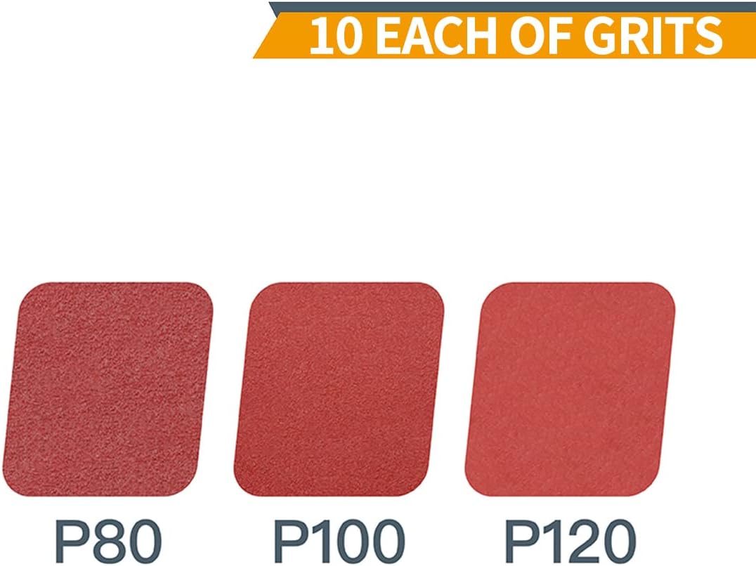 POWERTEC 30PCS 6 Inch PSA Sanding Disc - 10 Each of 80, 100, 120 Grits - Assorted Self Adhesive Sandpaper for Drywall, Woodworking, Epoxy with Random Orbital Sanders, DA Sanders (110221)