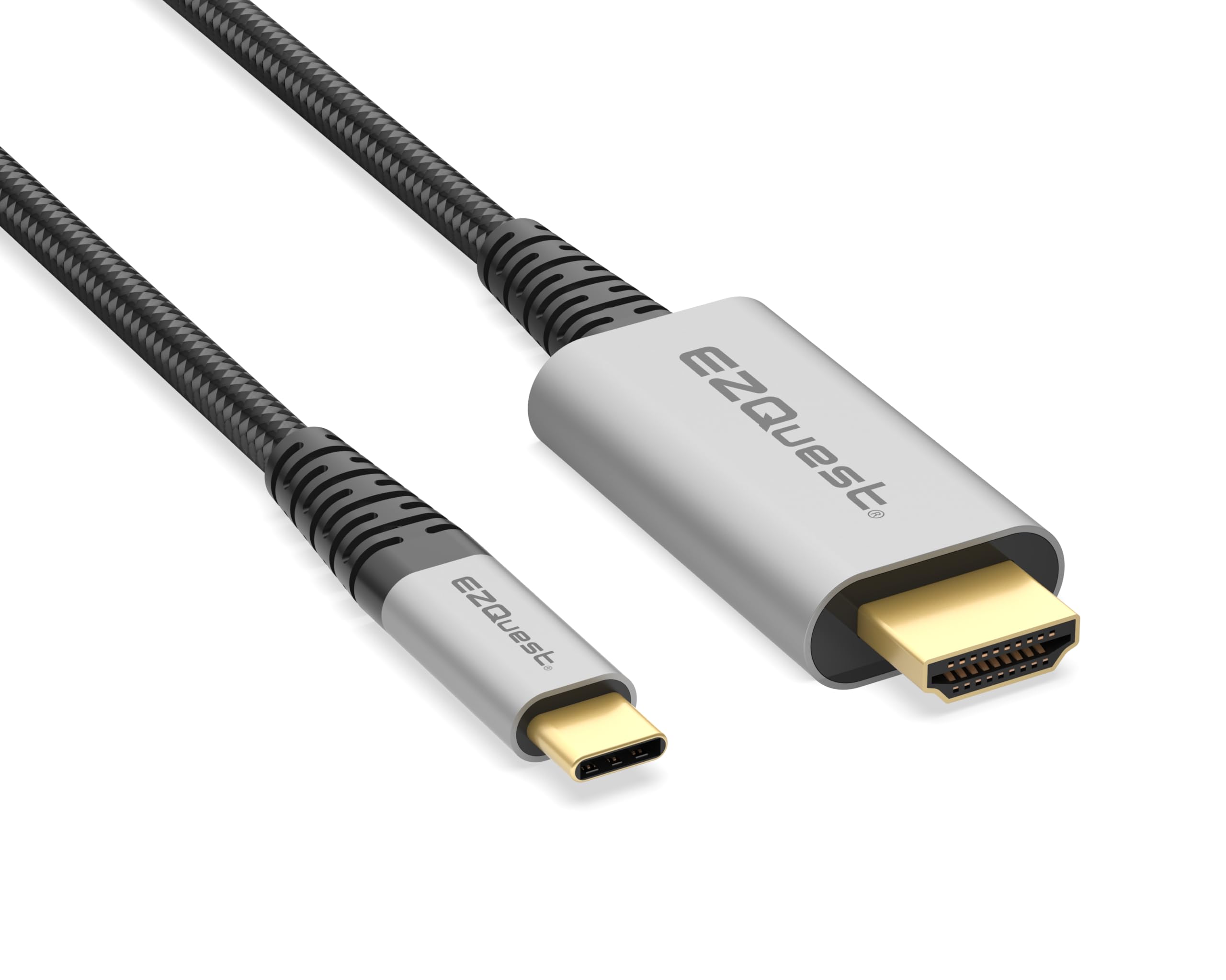 EZQuest DuraGuard USB-C to HDMI 8K 60Hz Cable (7.2ft) for External Displays - Supports HDR10 - Kevlar Reinforced & Nylon Braided - Thunderbolt 3/4 & USB-C OTG Compatible - 24K Gold Plated Connectors