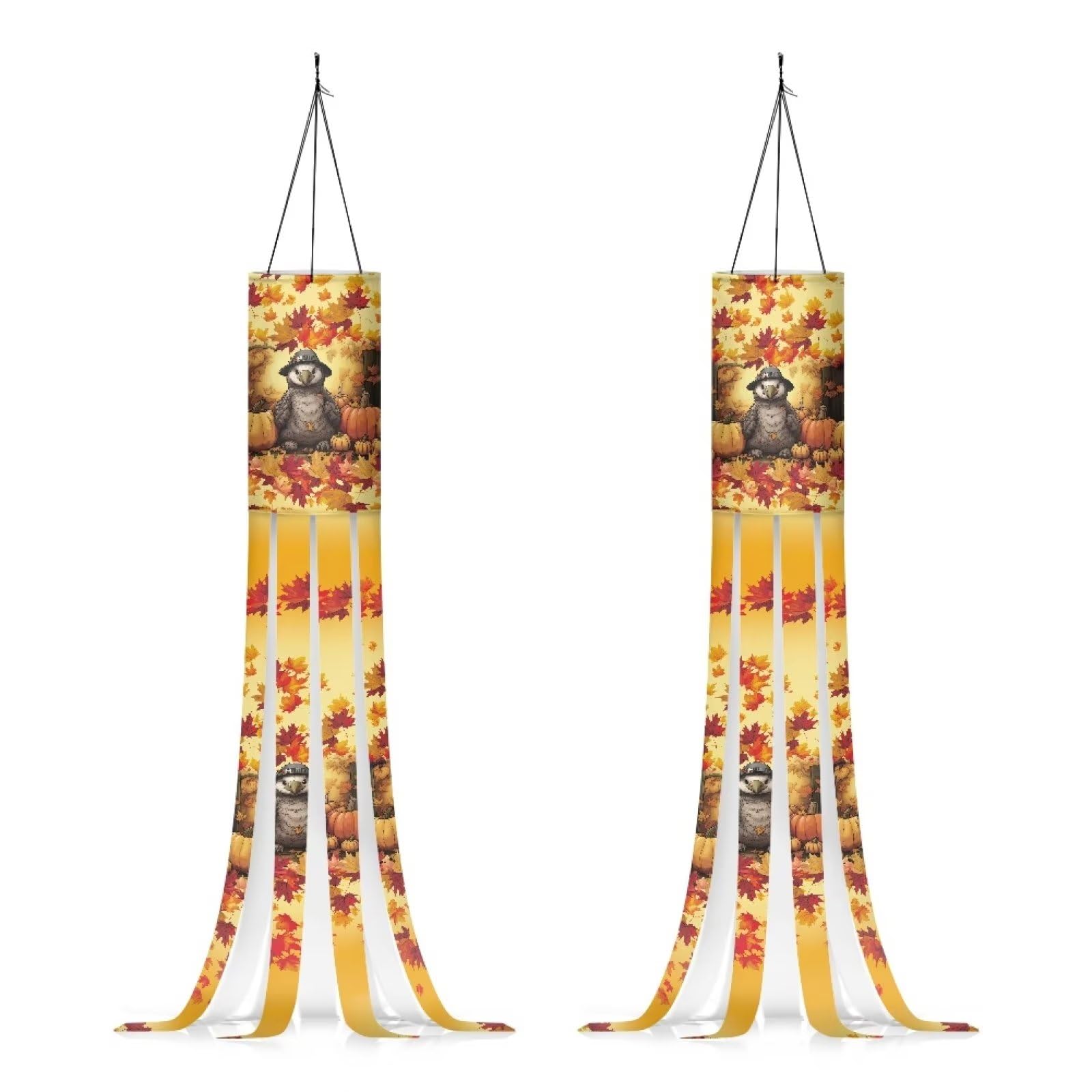 Showudesigns Fall Windsock turkey Windsocks Outdoor Hanging Decoration for Home,Porch,Yard,Garden,Tree,Patio Wind Sock Flag 2 PCS