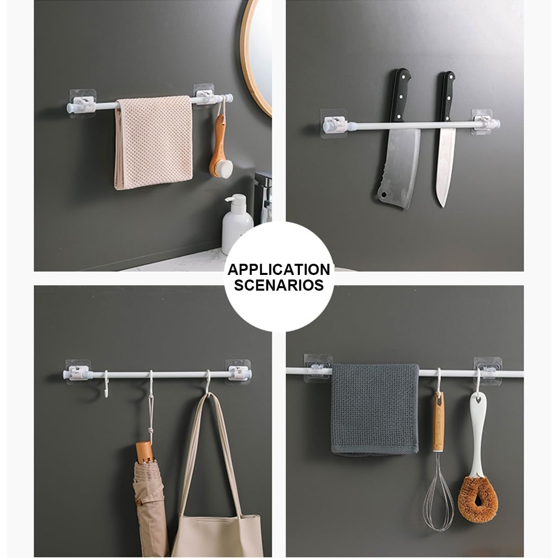 Lot De 2 Supports Tringle à Rideaux Geko Blanc Sans Perçage - Fixation Pour Coffre Volet Roulant Rainuré Ø20mm
