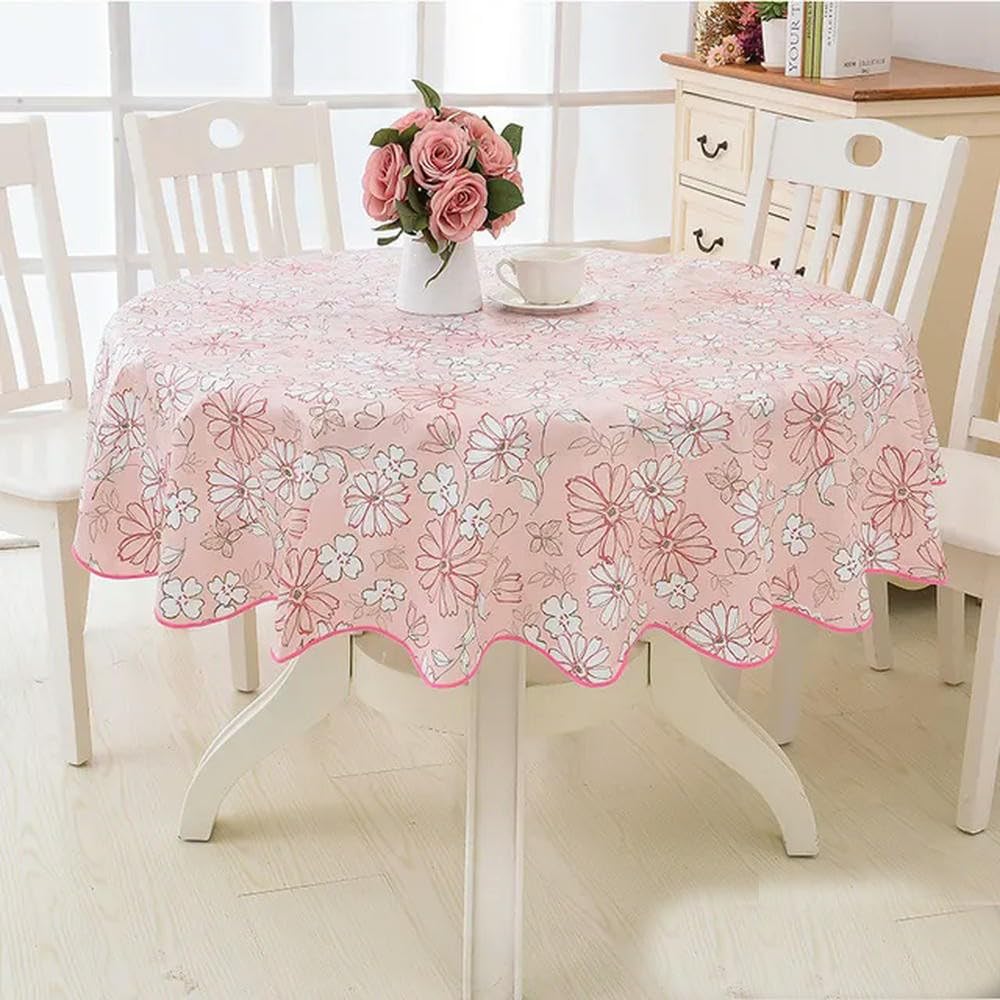 XHBYW 137-200cm PVC Hotel Waterproof and Oil Proof Large Round Tablecloth Hotel Plastic Round Table Cloth Wash Free and Scald Proof Table Cloth — image 1