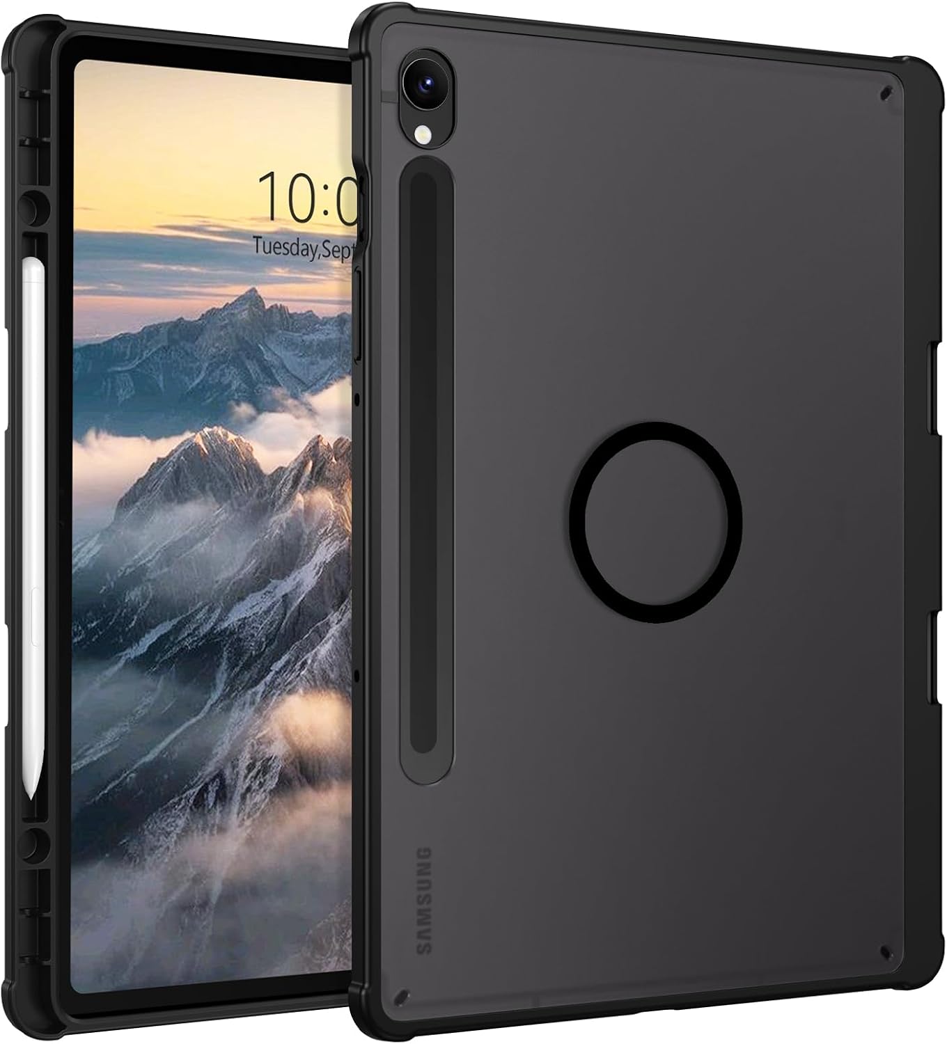 Telaso for Samsung Galaxy Tab S10 Lite / S10 FE / S9 FE / S9 Tablet Case 10.9''/ 11'' Magnetic Case with Pen Holder, Translucent Matte Back Soft TPU Bumper Military Grade Protective Case, Black