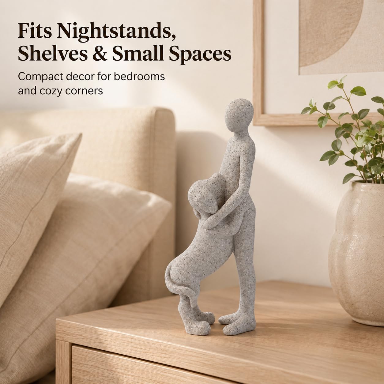 Scultura a forma di cane, decorazione per la casa, a forma di uomo e cane, decorazione per ufficio, soggiorno, camera da letto, casa, regalo di memoria per gli amanti degli animali (B)