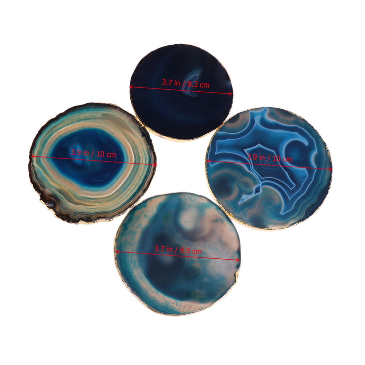 Sottobicchieri Geometrici Creativi in Agata Blu 4 Pezzi | Bevande e Tazze, Forma Rotonda Moderna, Alta Resistenza al Calore, Effetto Antiscivolo