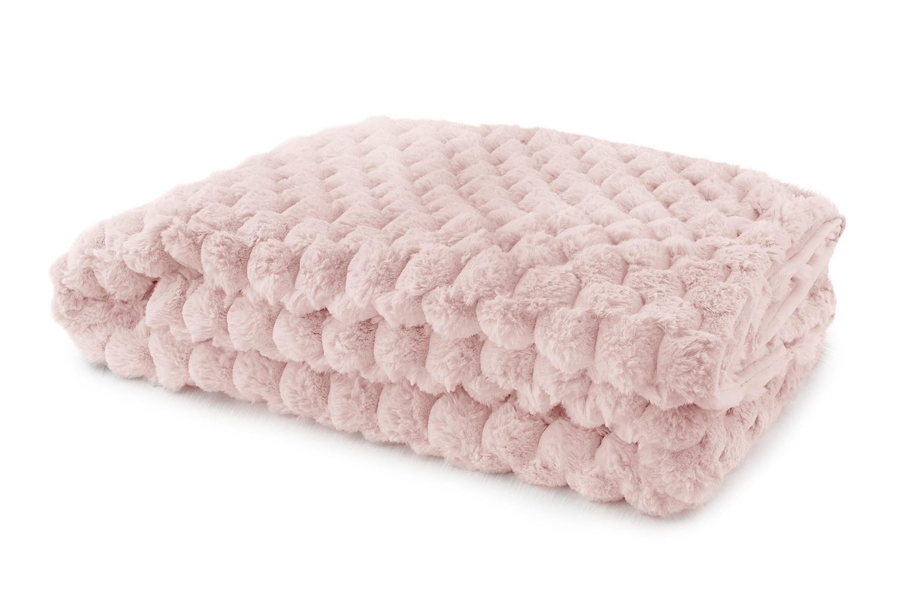 Emma Barclay  Pink Throw Blanket Super Soft Faux Rabbit Fur Lush in Size 125x150cm, Sports Direct