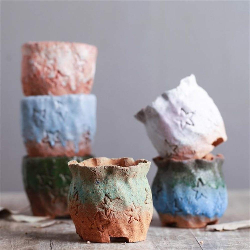 Pentole Pianta 5 Pz Flower Pot Macetas Vaso Maceta Planter Macetero Creativo Retro Flower Pot Terraglia Vaso da Fiori for Il Giardino per Tutte Le Piante da casa, i Fiori, Le Erbe