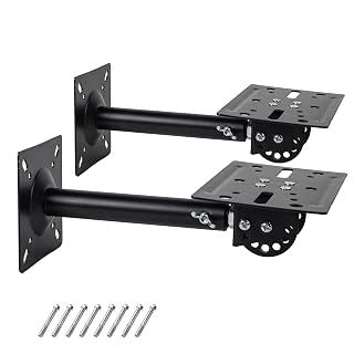 Heavy Duty Speaker Wall, Ceiling, or Shelf Mounts Support up to 80lb | Speaker Brackets Holders and Stand Mount | Adjustable Swivel & Tilt (2 Packs,Black) - Amazon product rated Grade B