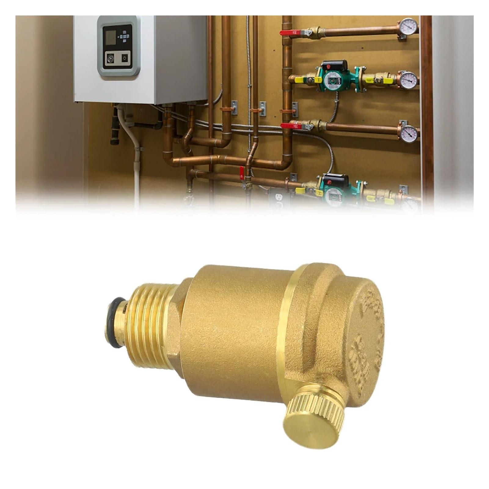 Válvula de ventilación automática de gases de latón for calentador de agua solar, 1/2 pulg. BSP, liberación de baja presión for sistemas de agua fría y caliente, 1 unidad