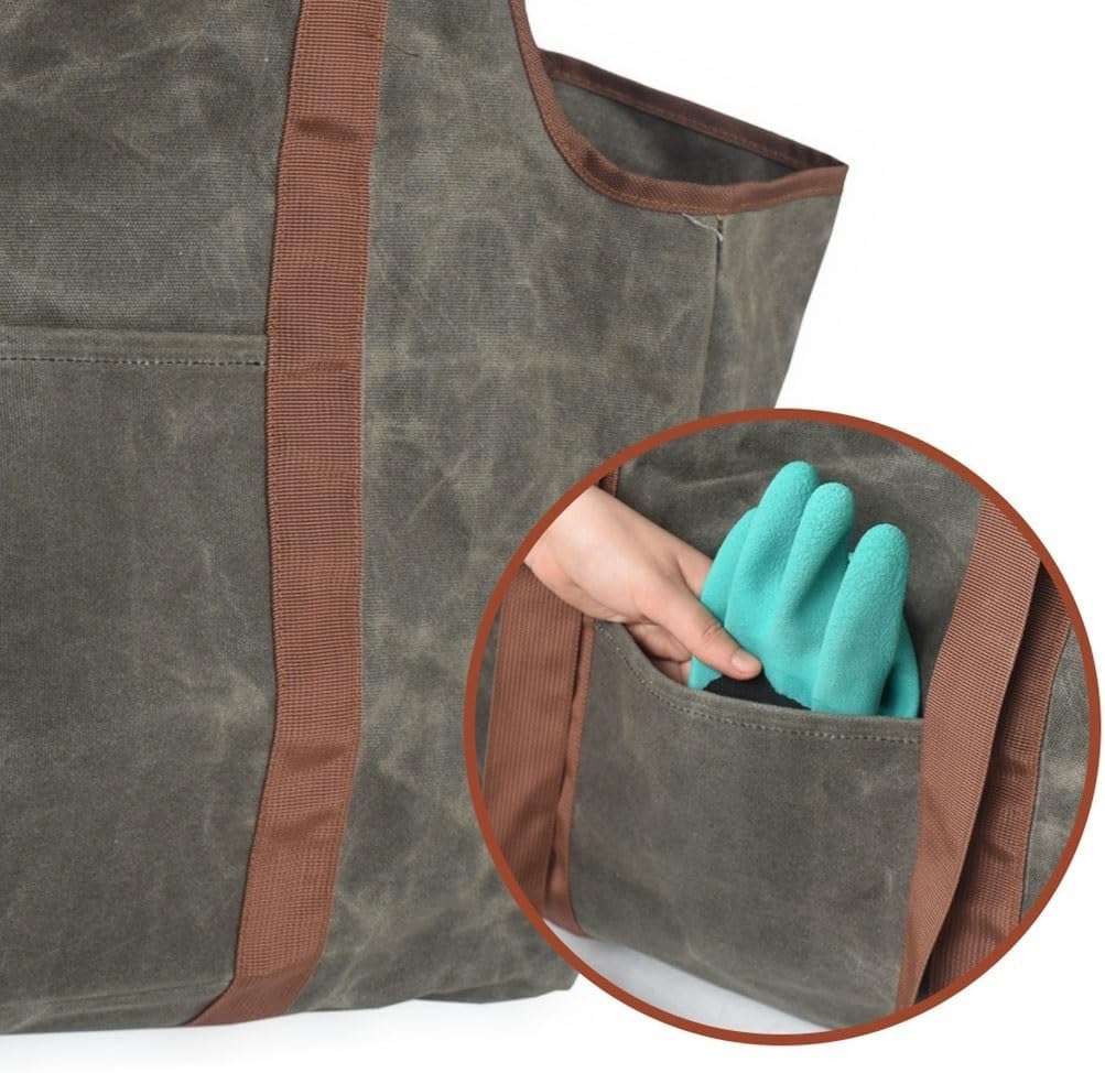Log Tote Bag Waterproof Waxed Canvas Fireplace Wood Carrier For Firewood Camping Firewood Bag Firewood Carrier With Shoulder Strap