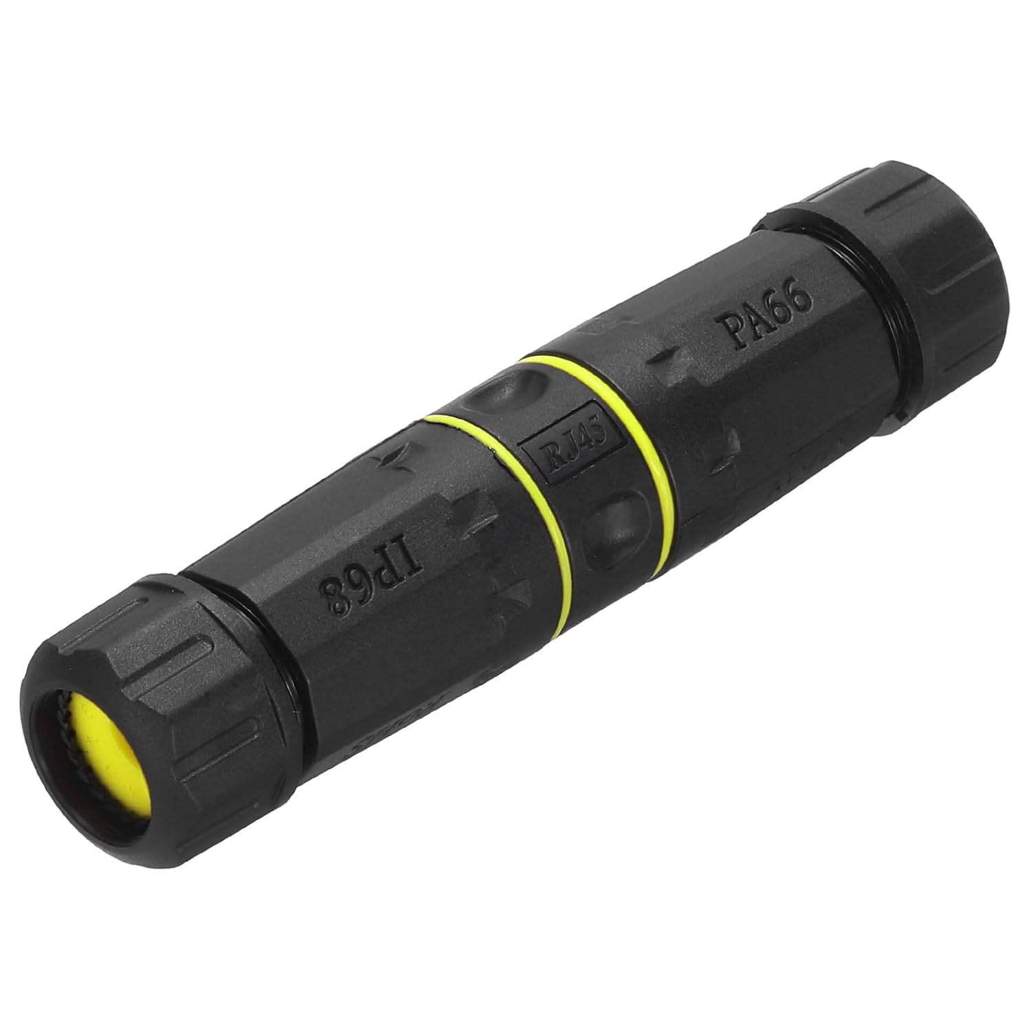 MECCANIXITY Waterproof RJ45 Coupler, Dual Head Shielded Female to Female Waterproof IP68 Ethernet Outdoor LAN Cable Connector for Cat5e/Cat6/Cat6A/Cat7, Pack of 2(Yellow)
