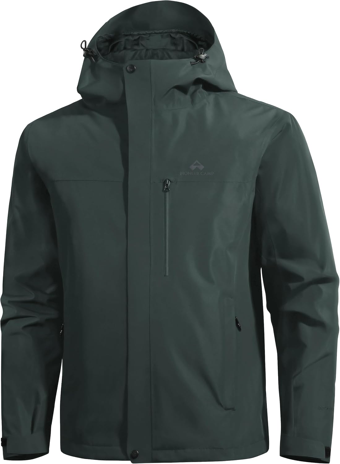 Pioneer Camp Mens Rain Jacket Waterproof Shell Jacket Hooded Lightweight Rain Coat for Outdoor Hiking 4 Pockets Windbreaker