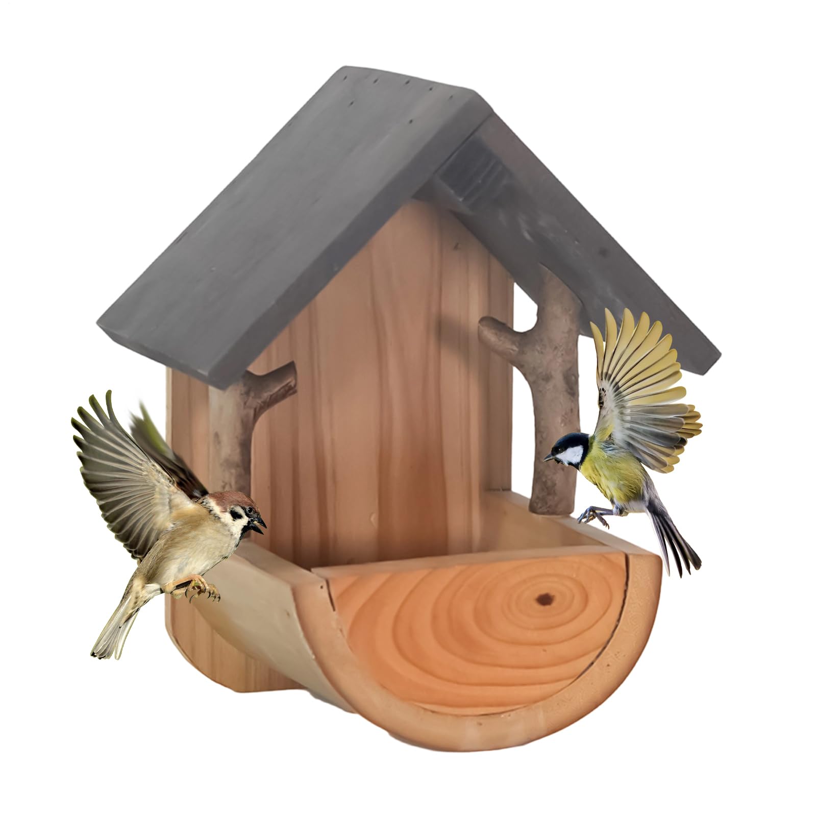 Mangeoire à oiseaux en bois étanche pour fixation murale