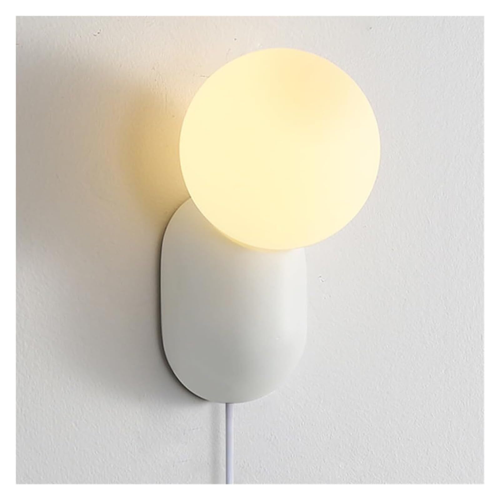 KHUKHU Plug in Wall Light Modern Globe Wall Sconce Resin Wall Lamp with White Pe Ball Shade Nordic Wall Sconces G9 Wall Mount Light Fixtures for Living Room Bedroom Hallway(B)