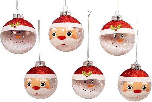 Miniatura 3 de Kurt S. Adler Kurt Adler - Bola de cristal transparente y blanca de Papá Noel y muñeco de nieve de 3.150 in, 6 piezas, adorno de caja, multicolor, 6