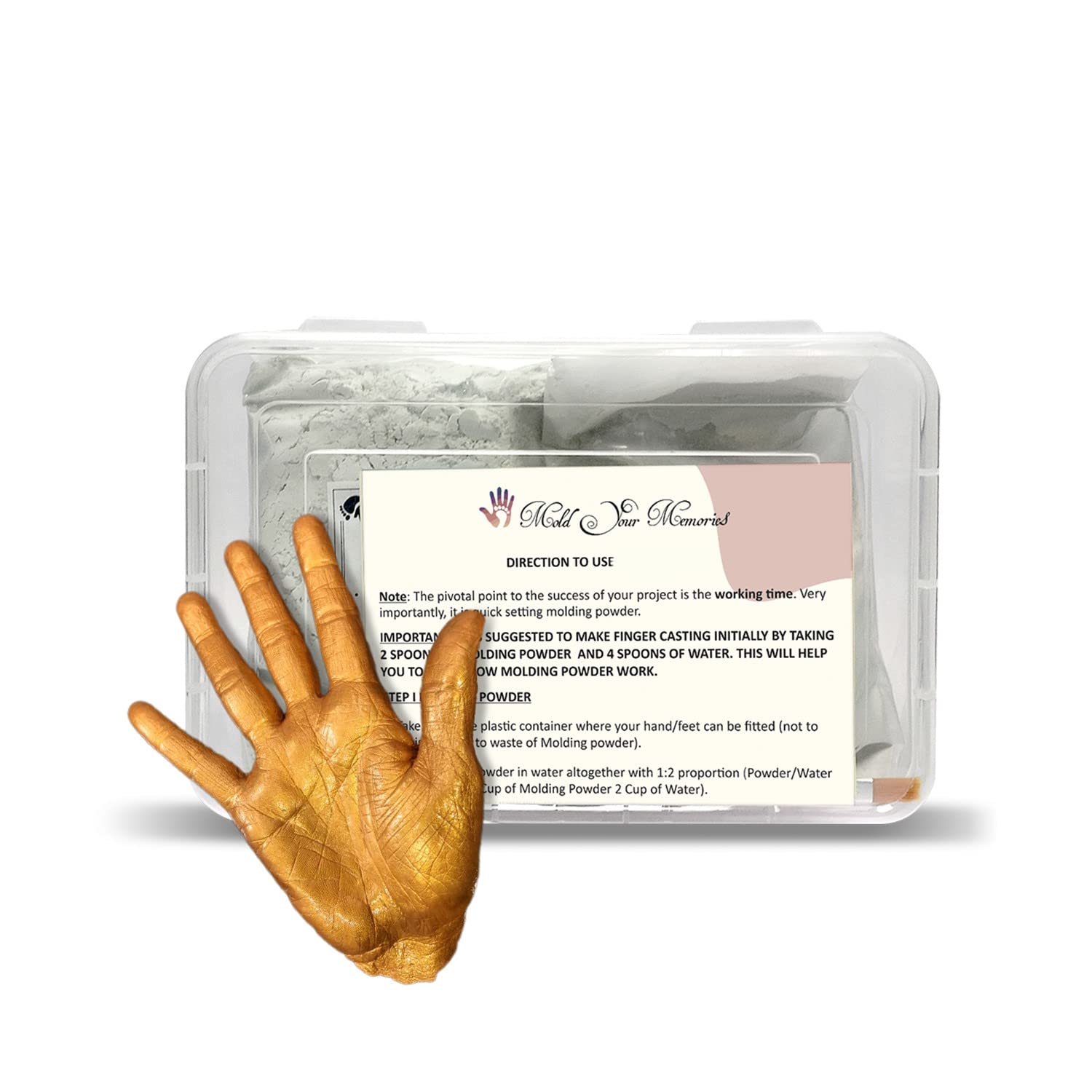 Mold Your Memories Hand Casting Kit For Grandparents. Blessing Hand Molding Casting Kit For Adult Suitable For 1 Adult Hand (Blessing),White-image-2