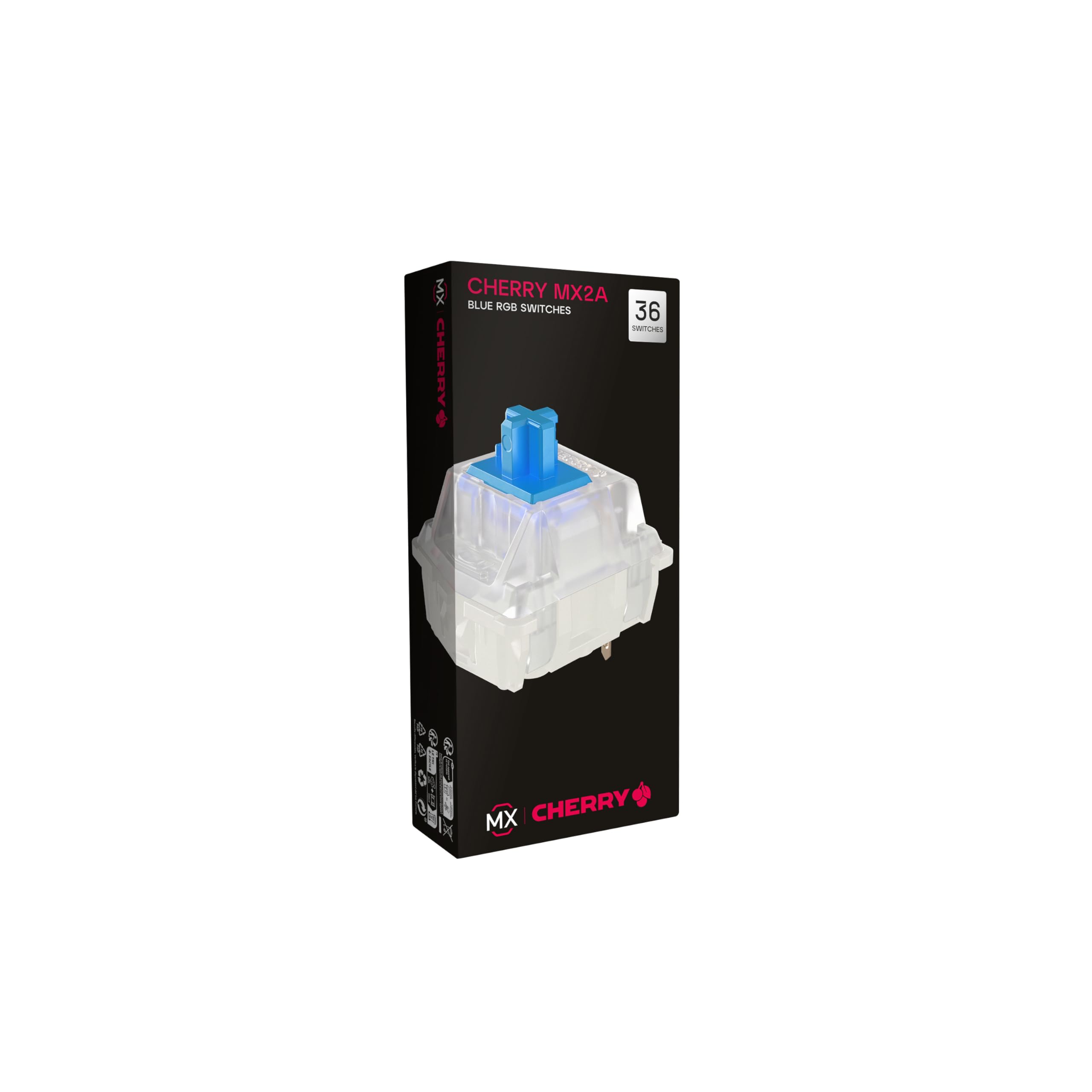 CHERRY MX2A RGB BLUE Switch Kit, 36 Mechanical Keyboard Switches, for DIY, Hot Swap, Gaming Keyboard, Tactile Switch with Click (Clicky), Loud & Perceptible