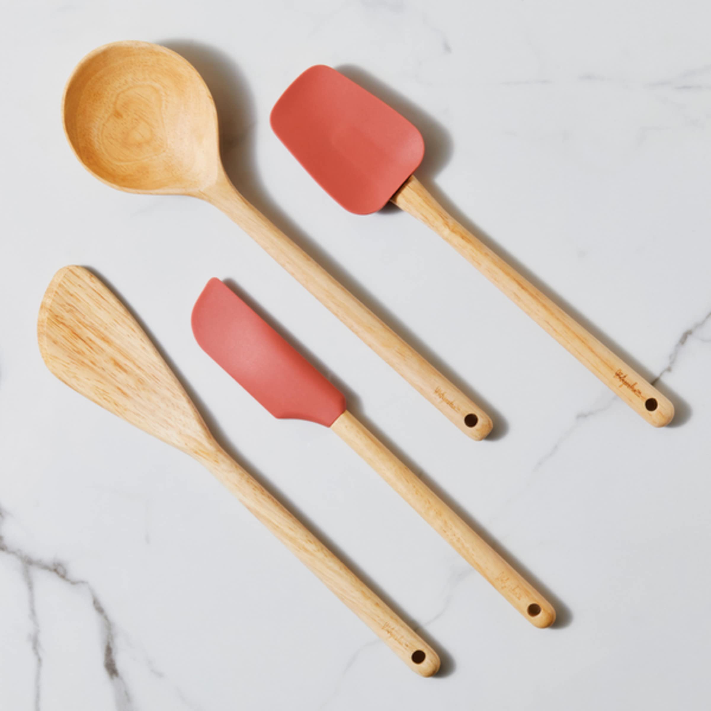 Ayesha Curry Kitchenware 48454 Werkzeuge und Gadgets Koch-/Küchenhelfer-Set – inklusive massivem, Saute-Paddel, Löffel, Glasspatel, Holz, Redwood