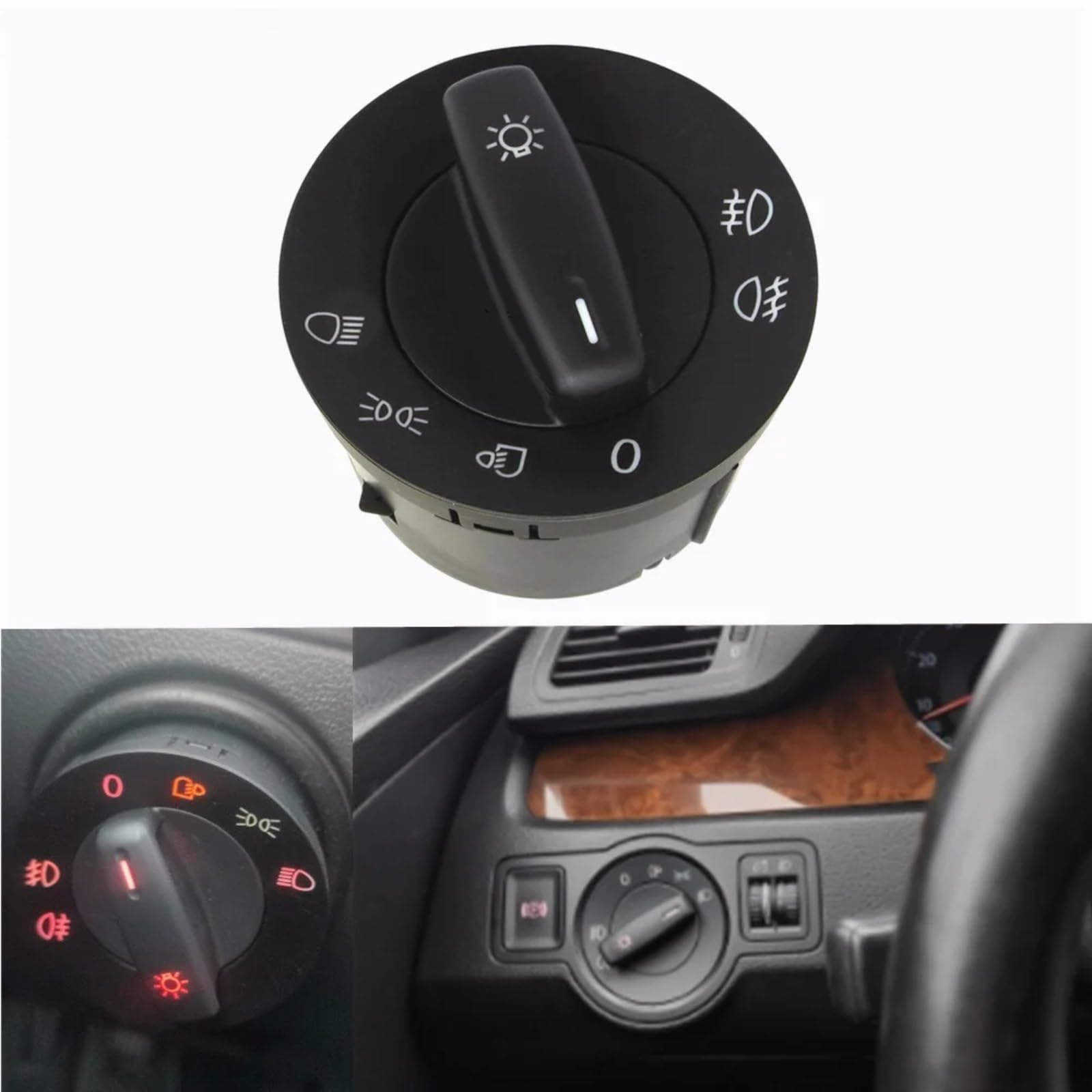 Kompatibel Mit VW Für Touran 2003 2004 2005 2006 2007 2008 2009 2010. Auto-Scheinwerferschalterknopf, Integrierte Schalter, Knopfteile, OEM: 5KD941431B Auto-Hauptlichtschalter